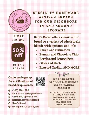 Small Flyers for Sara's Bread