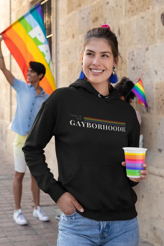 This is my GAYBORHOODIE - hoodie-mockup-featuring-a-woman-smiling-during-a-pride-parade-33000 (1)